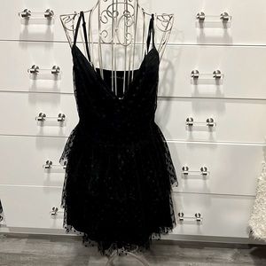 Abercrombie & Fitch Black Tiered Dotted V-neck Dress, size S